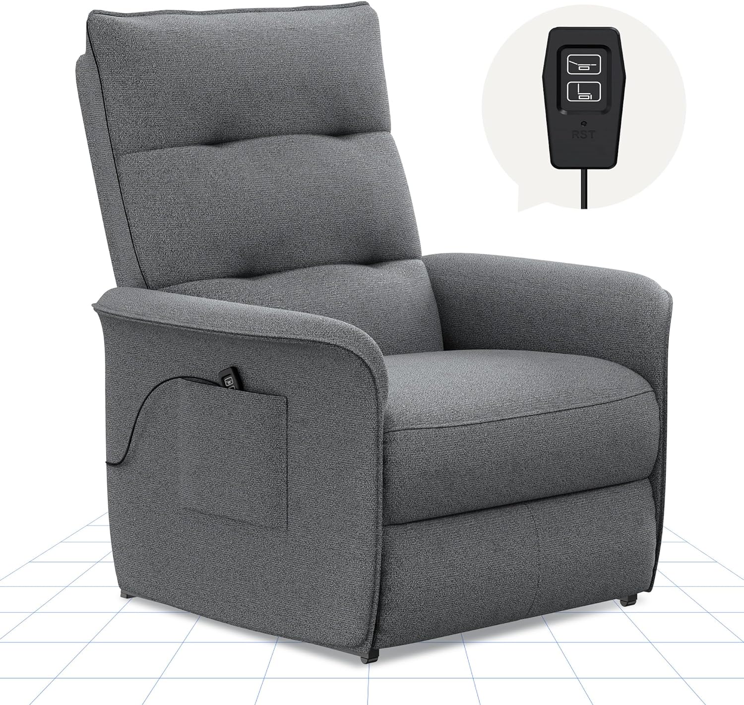 FLEXISPOT Electric Power Recliner Chair Sofa for Adults Infinite Position Recliner up to 330 Lbs, 2 Side Pockets, Recliners for Small Spaces, Powered Reclining for Living Room and Bedroom (Dark Grey)