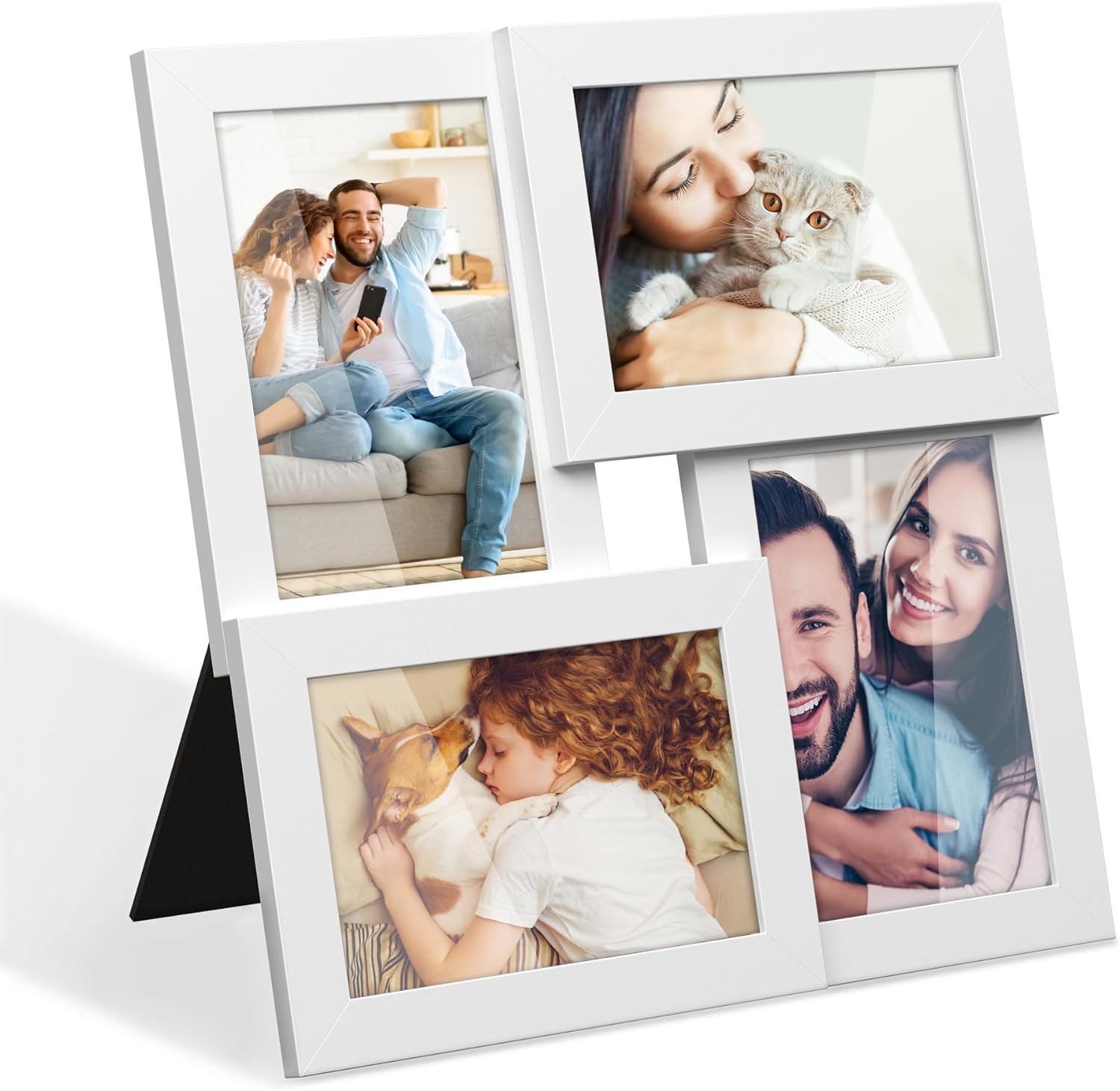 SONGMICS 4x6 Collage Picture Frames, Family Photo Collage Frame Set of 4 for Wall Decor, Glass Front, Wall Hanging or Tabletop, White