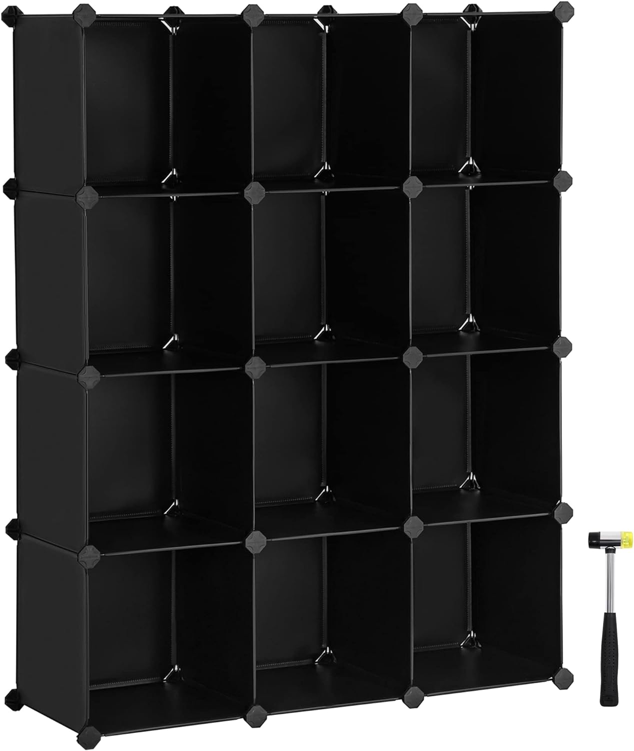 SONGMICS Cube Storage Organizer, Set of 12 Plastic Cubes, Book Shelf, Closet Organizers and Storage, Room Organization, Bedroom Living Room, 12.2 x 36.6 x 48.4 Inches, Black ULPC34BK