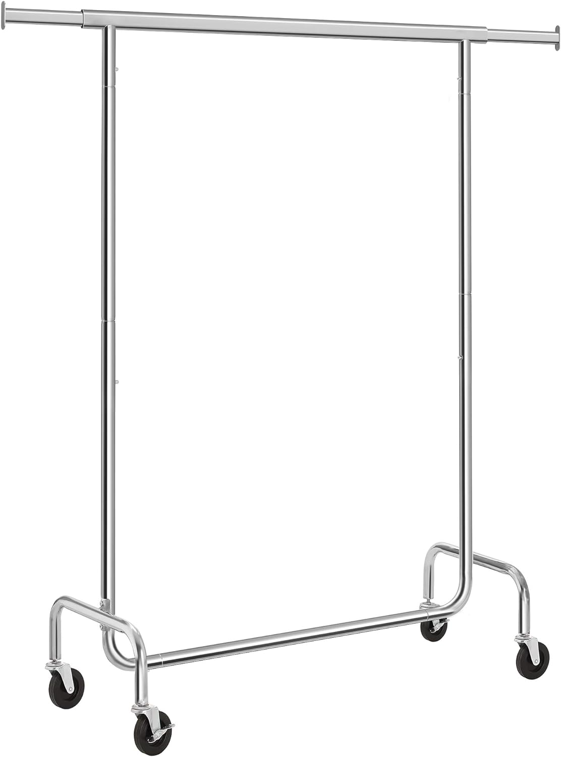 SONGMICS Clothes Rack with Wheels, Clothing Rack for Hanging Clothes, Heavy-Duty Garment Rack with Extendable Hanging Rod, 286.6 lb Load Capacity, All Metal, Chrome UHSR11S