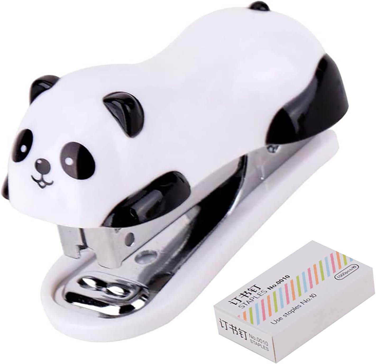 1 Pack Mini Panda Desktop Stapler for 10 Sheets Capacity with 1000 Pcs No.10 Staples for Paper Clips Staplers for Desk for Friends and Children(Panda)