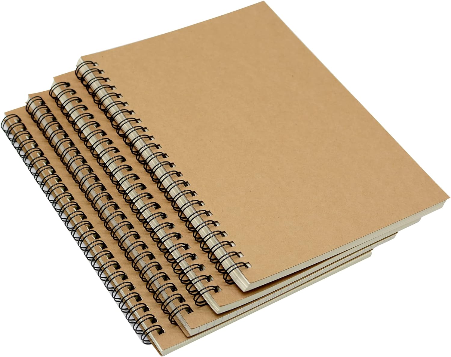 Yansanido Spiral Notebook, 4 Pcs A5 Brown Craft Softcover 8mm Ruled 60 Sheets -120 Pages Journals for Study and Notes (4PCS Brown Lined)