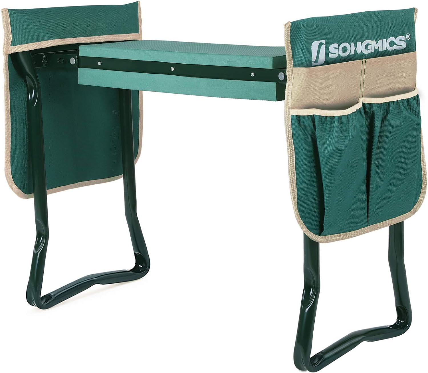 SONGMICS Garden Kneeler and Seat, Gardening Gifts for Women Men, Folding Gardening Stool, with Soft Thick Kneeling Pad, Dark Green UGGK50L