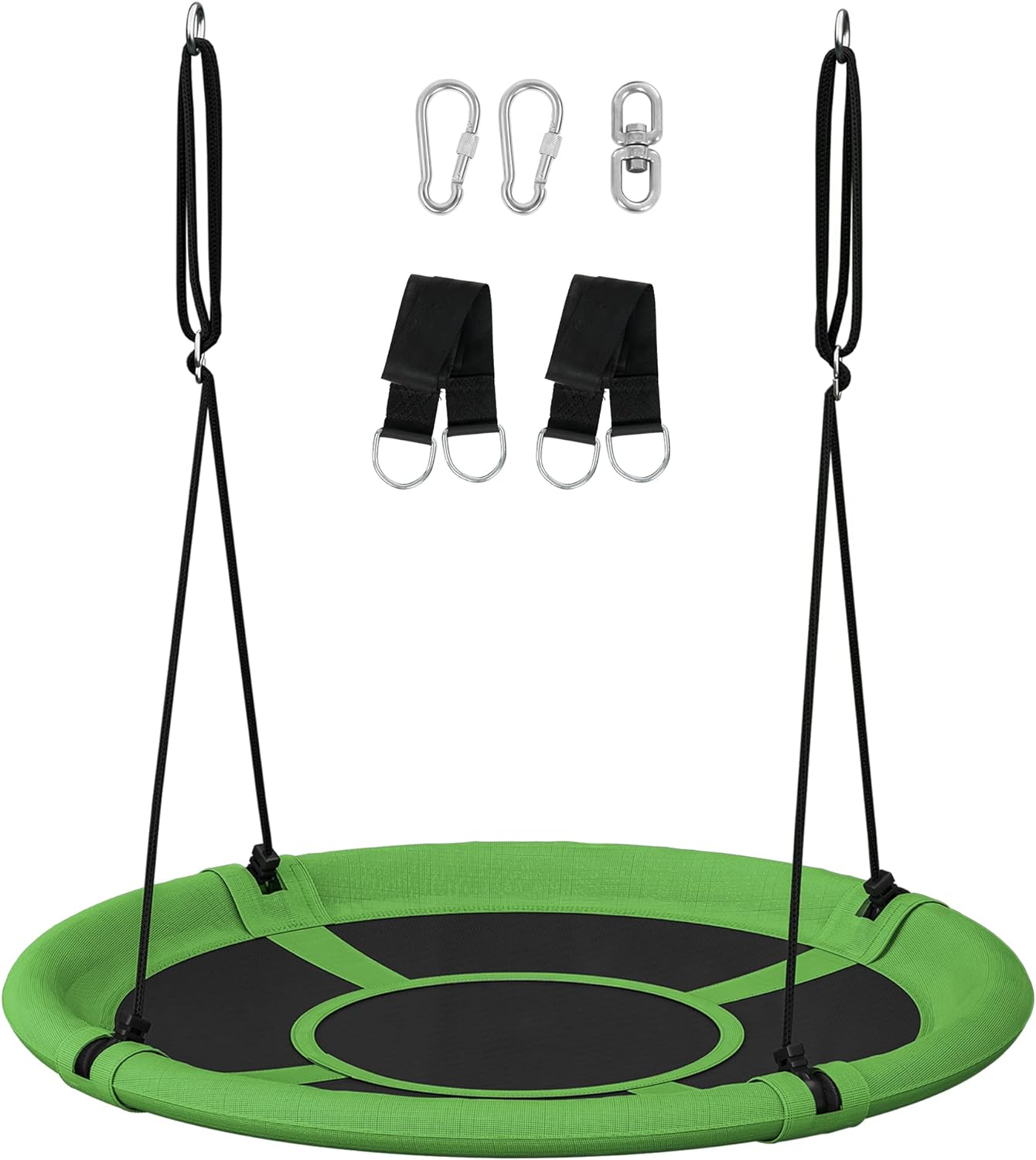 SONGMICS Saucer Tree Swing, 40 Inch, 700 lb Load, Includes Hanging Kit, Green and Black UGSW001G01