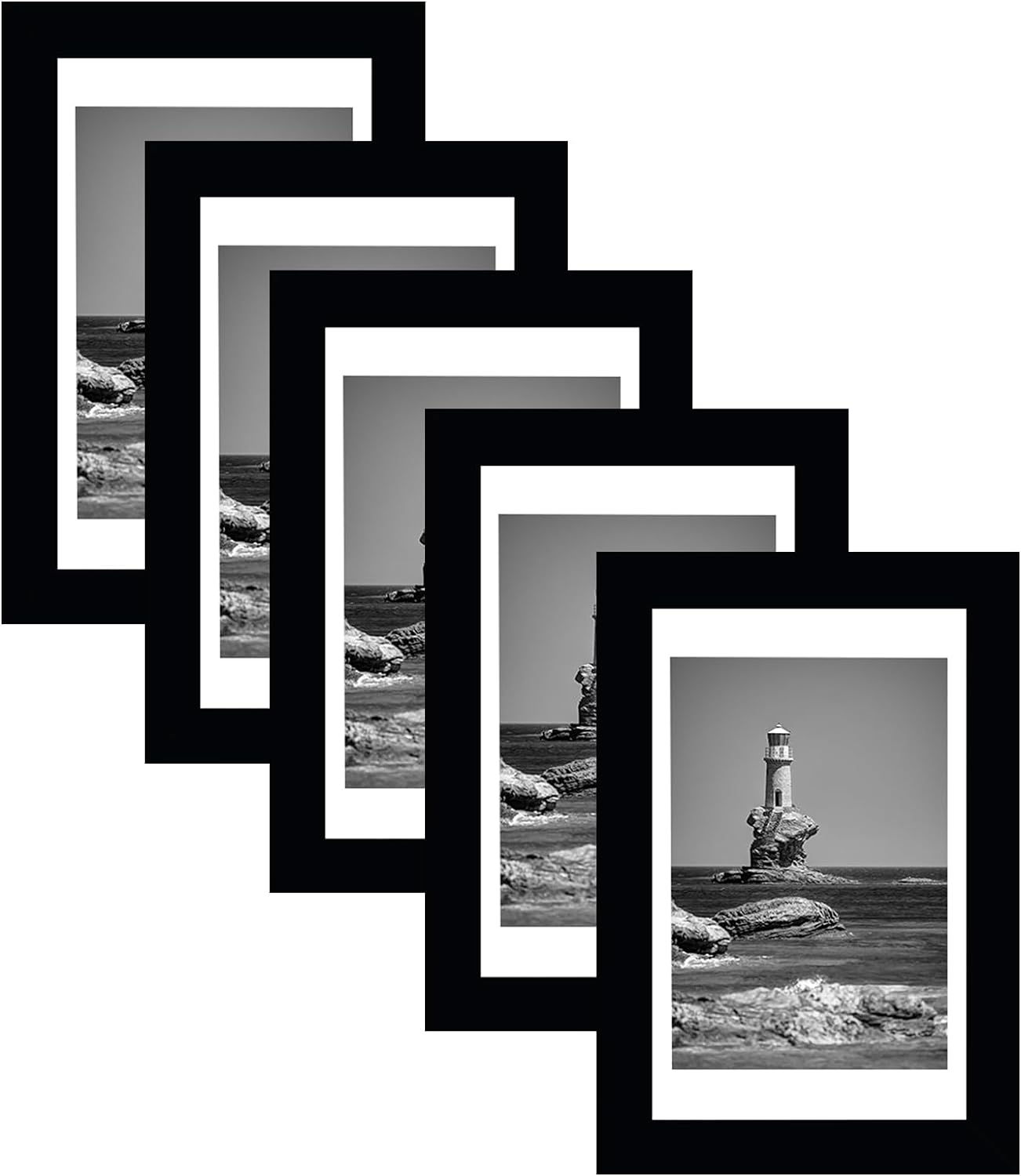 4x6 Picture Frame Set of 5, Display Pictures 3.5x5 with Mat or 4x6 Without Mat, Wall Gallery Photo Frames or Tabletop Display