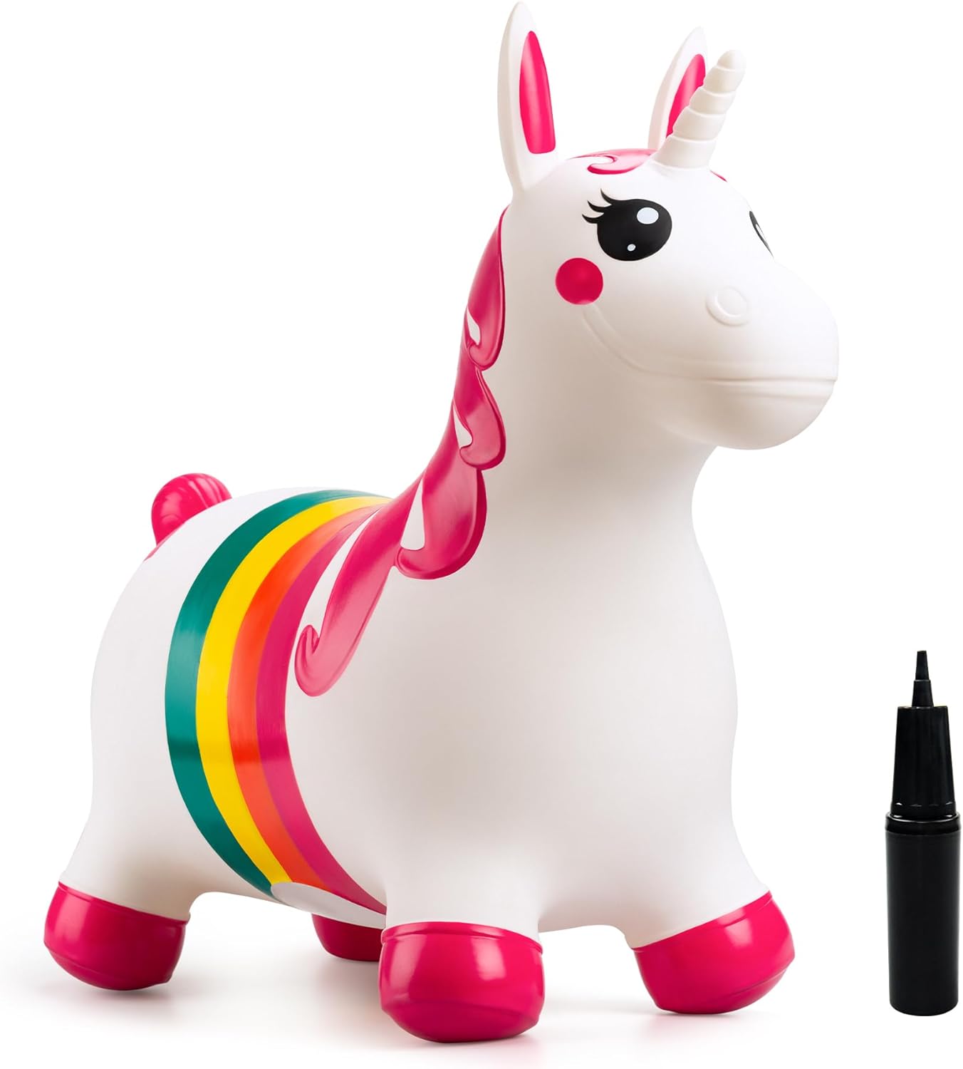 ZOOJOY Unicorn Bouncy Horses, Inflatable Bouncing Animal Hopper for Toddlers Girls, Outdoor Indoor Ride on Hopping Toys Gifts for 18 Months, 2 3 4 5 6 Year Old Kid (Rainbow Style)