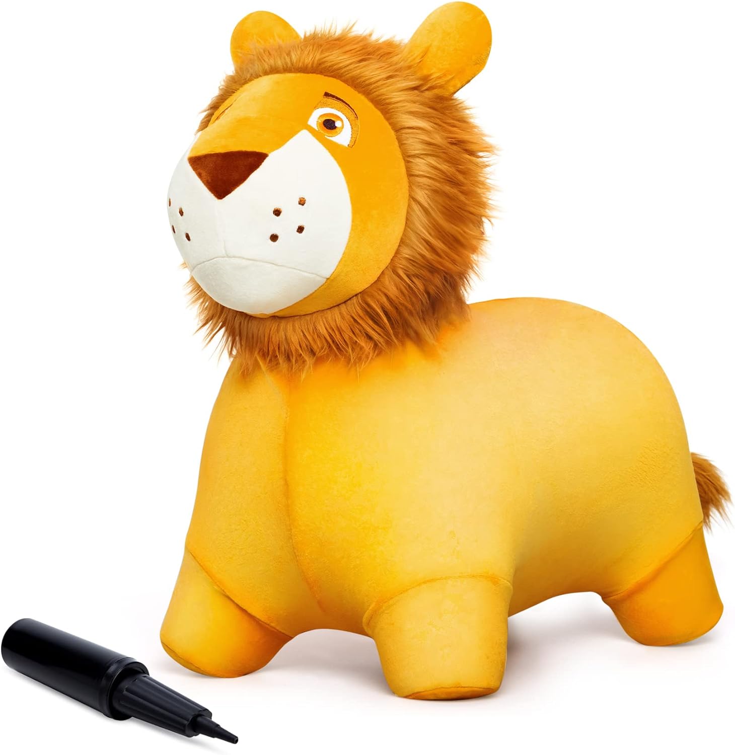 ZOOJOY Bouncy Animal Kids Lion Hopper Toys, Plush Animal Bouncing Horse for Toddlers, Indoor Outdoor Activity Ride Jumping Horse Gifts for 18 Months 2 3 4 Year Old Boys Girls (W/Pump)