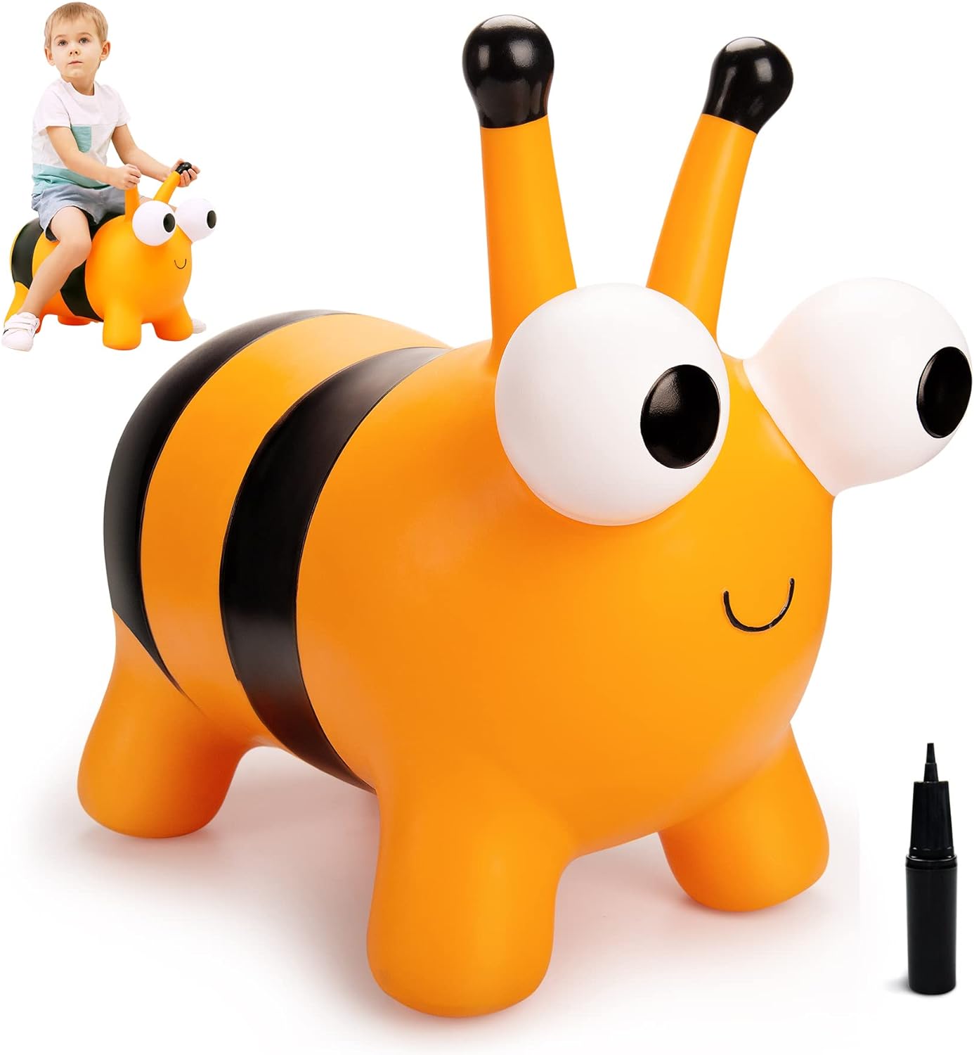 ZOOJOY Bee Bouncy Animals Hopper, Inflatable Bouncing Hopper, Outdoor Indoor Jumping Bounce Hopping Toys for Toddlers, for 18 Months 2 3 4 Year Old Kid Toddler