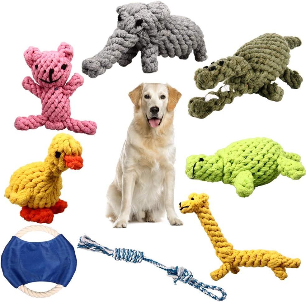 ZOUTOG Puppy Chew Toys, Set of 8 Dog Rope Toys for Aggressive Chewers, Dog Toys with Safe Material for Small/Medium/Large Dog Pets, for Playtime and Teeth Cleaning
