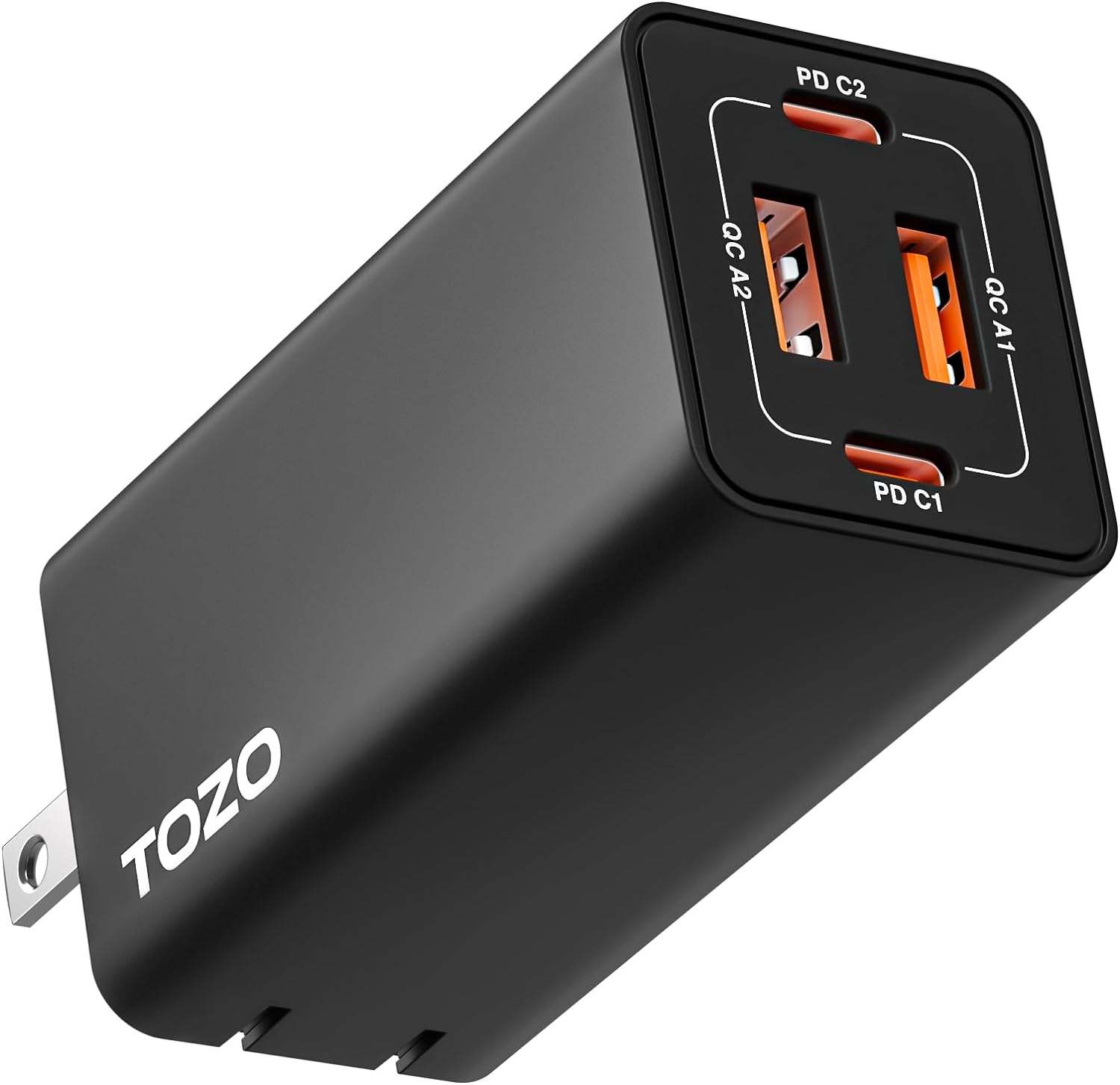 TOZO USB C Fast Foldable Wall Charger PD Power Adapter 4 Ports Compatible with MacBook Pro/Air, iPad Pro, USB-C Laptops, iPhone 14/13/12/Pro/Pro Max, Samsung S22/21, (Cable not Included)