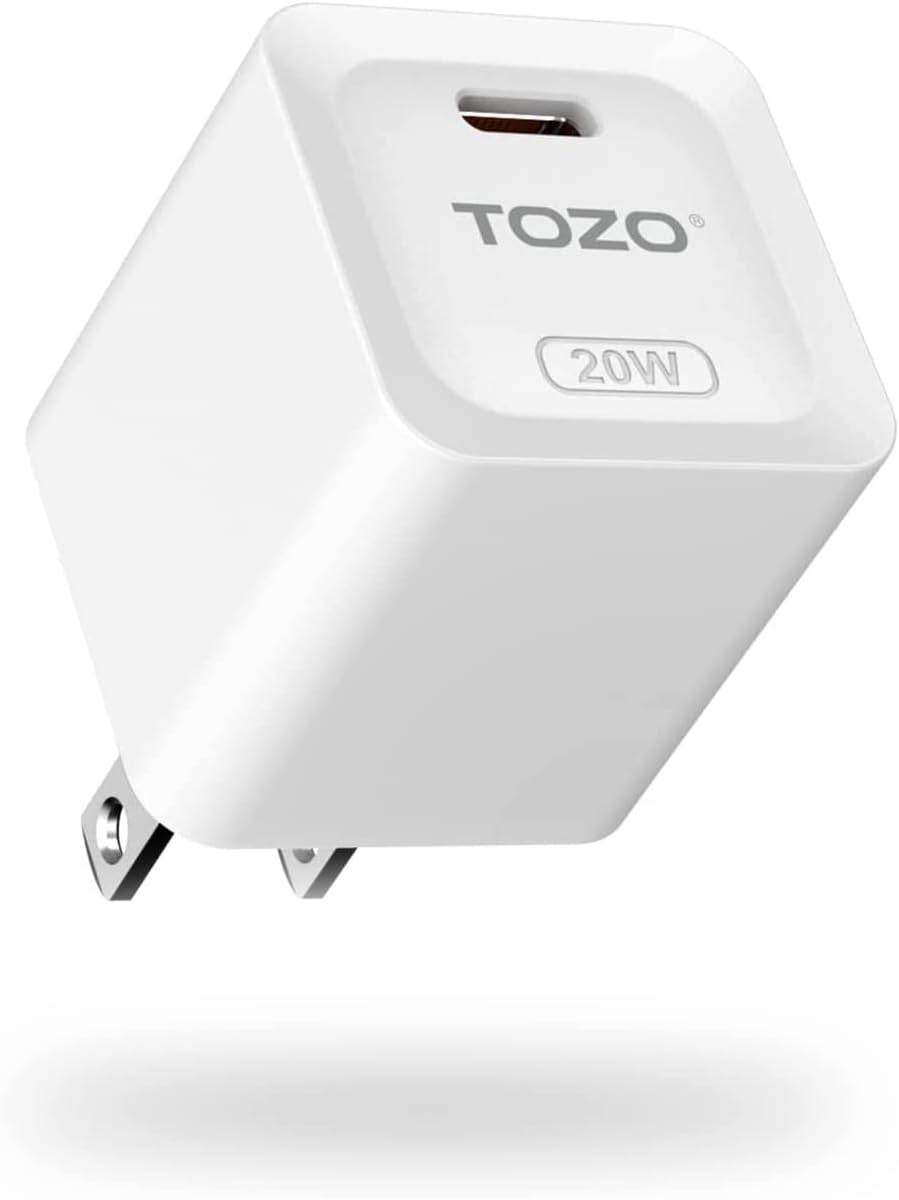 TOZO C1 USB C 20W PD Power Adapter Fast Wall Charger Type C Compatible for iPhone 14/14 Plus/14 Pro/14 Pro Max,iPhone 13/12/Pro/Pro Max/11,iPad Pro,Samsung Galaxy White(Cable not Included)