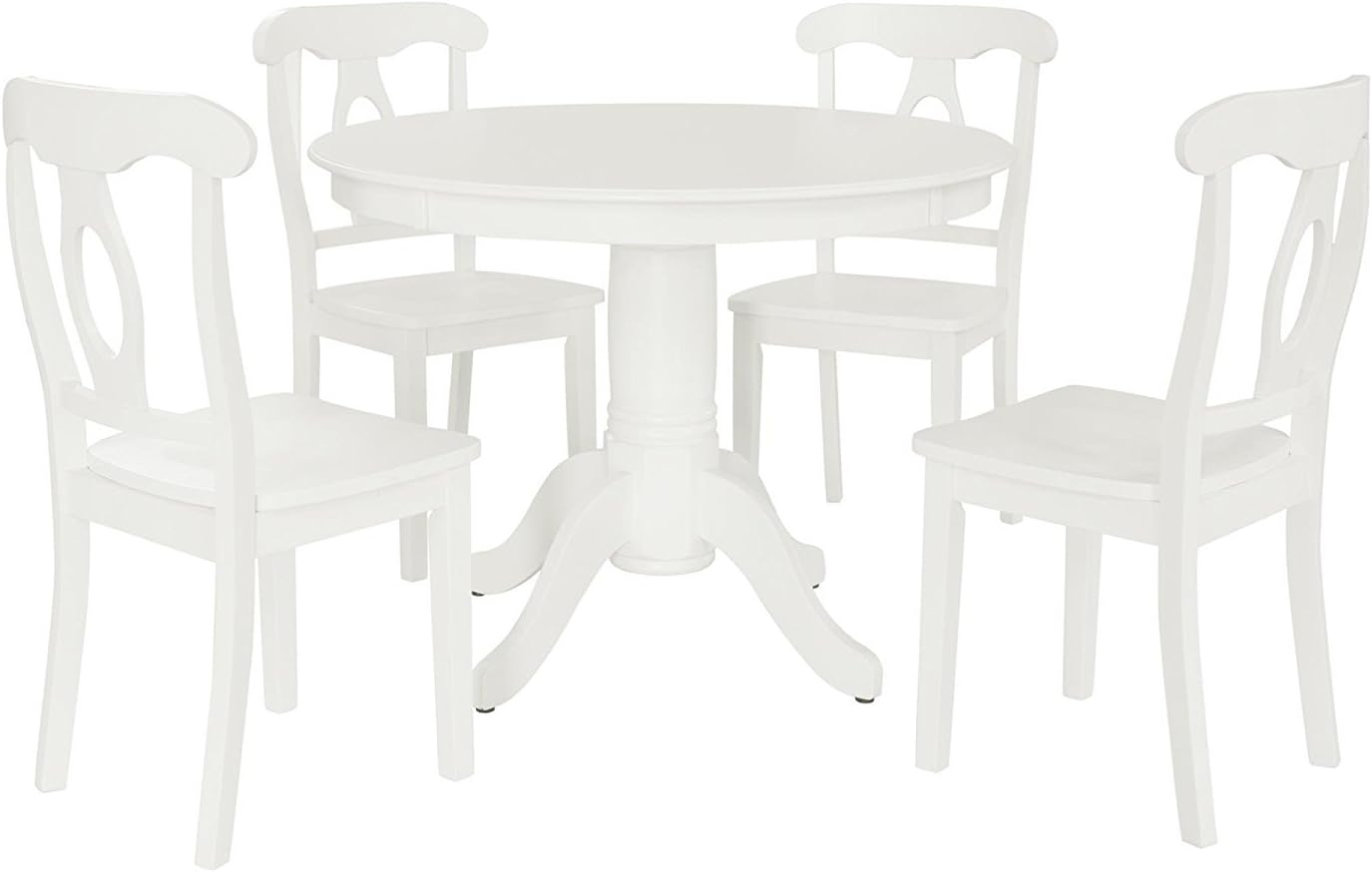 DOREL Living Aubrey 5 piece Traditional Height Pedestal Dining Set, White