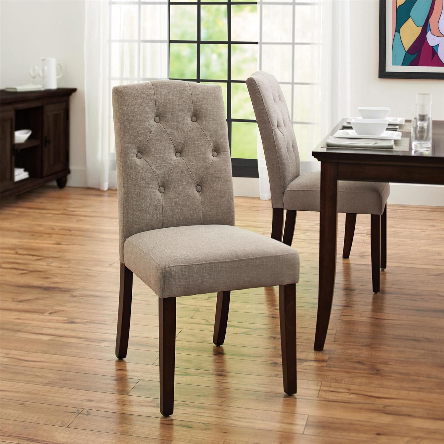 DHP Dorel Claudio Tufted, Upholstered Living Room Furniture, Taupe Dining Chair