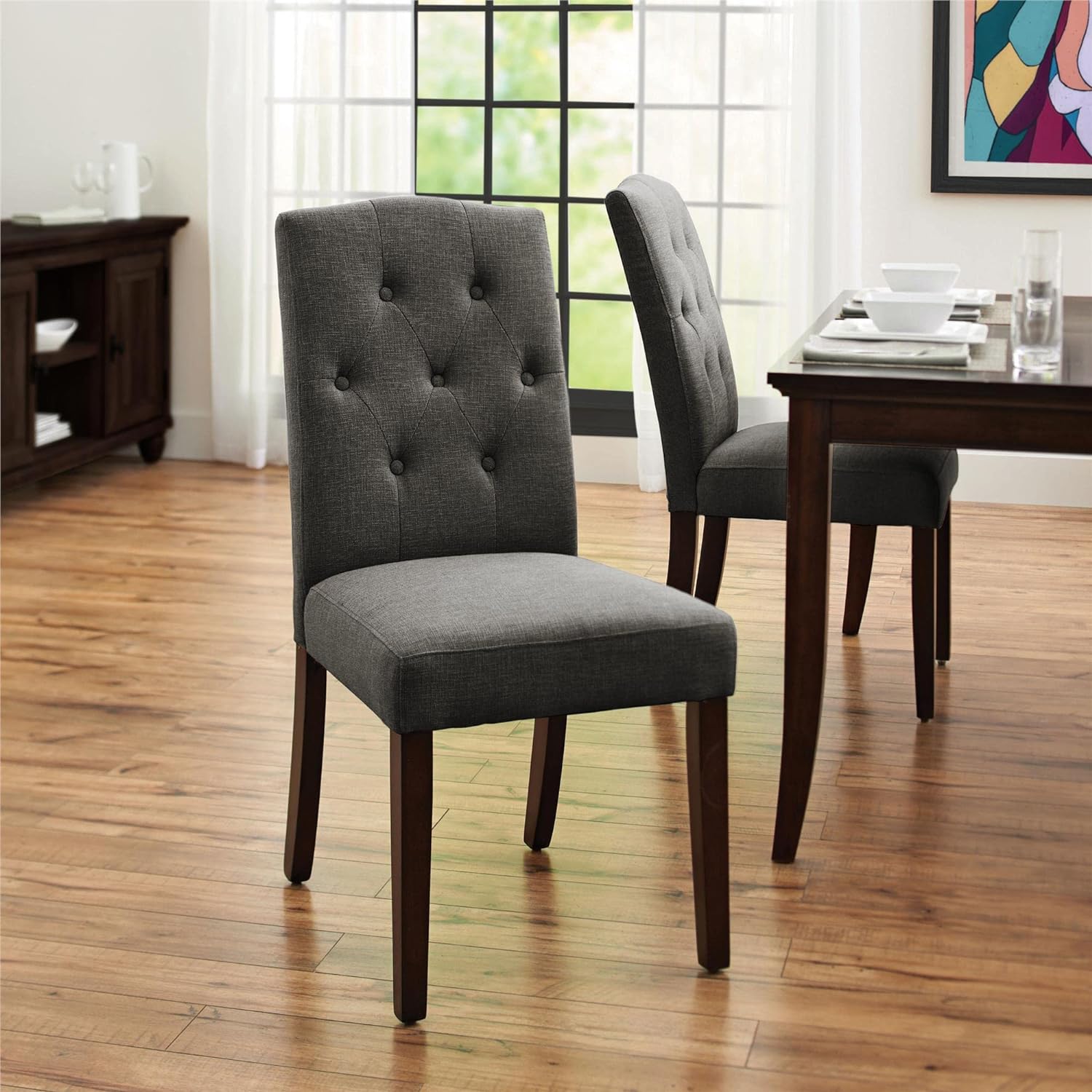 DHP Dorel Claudio Tufted, Upholstered Living Room Furniture, Gray Dining Chair