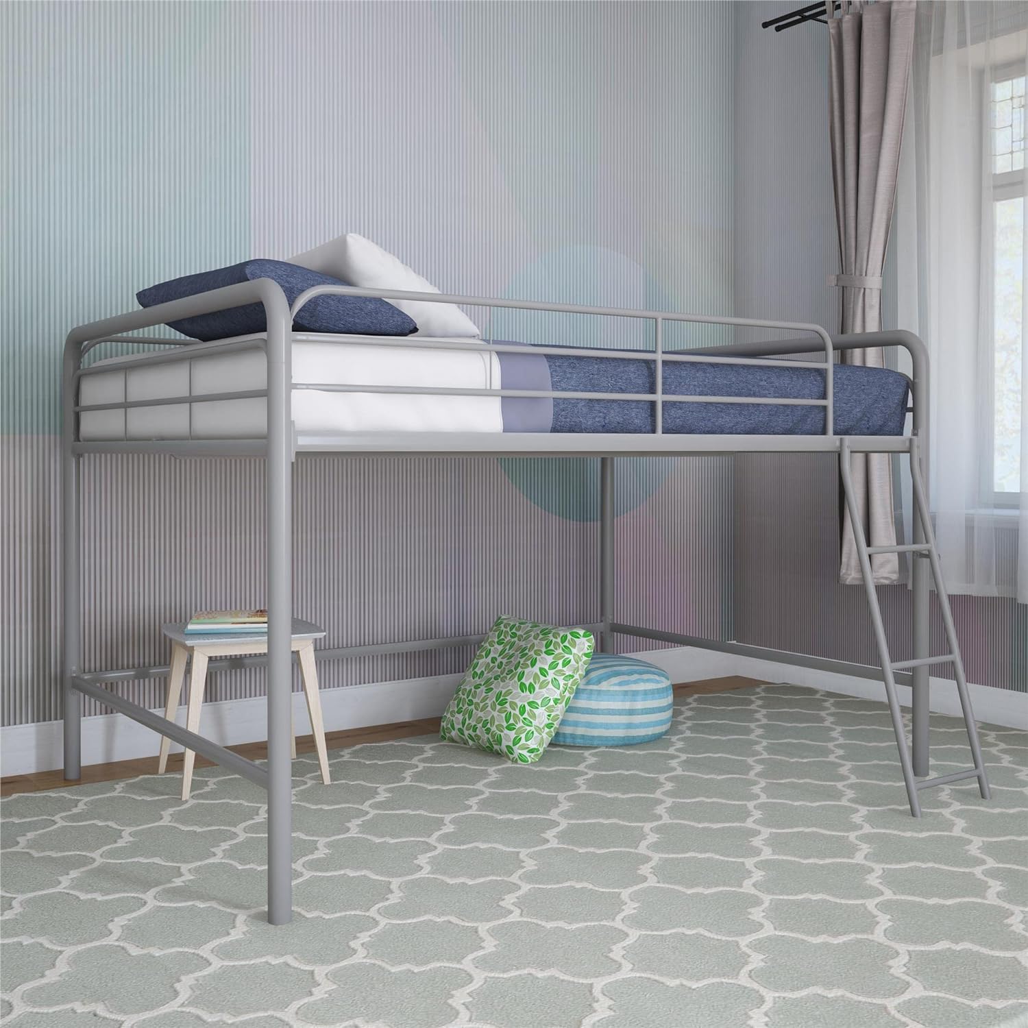 DHP Jett Junior Full Metal Loft Bed, Silver