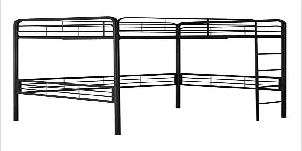 DHP Full Metal Loft Bed with Ladder, Space-Saving Design, Black