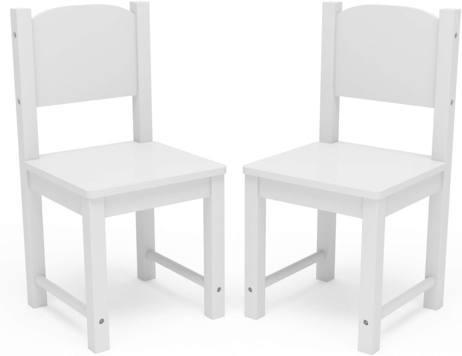 Timy Toddler Wooden Chair Pair, Kids Furniture for Eating, Reading, Playing 2 Pack (White)