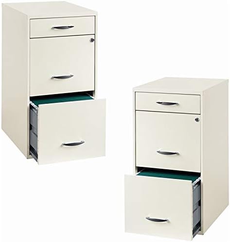 Home Square Value Pack (Set of 2) 3 Drawer Steel File Cabinet in White