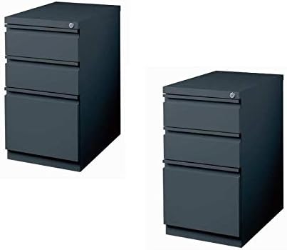 Home Square 3 Drawer Mobile File Cabinet in Charcoal in Set of 2