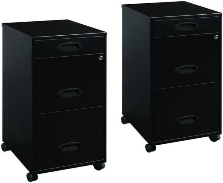 Home Square (Set of 2) Mobile 3 Drawer File Cabinet in Black