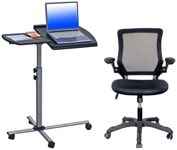 Home Square 2 Piece Office Set with Computer Stand and Chair