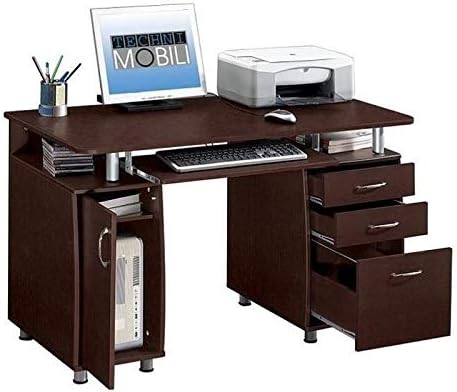 2 Piece Office Set with Executive Office Chair and Computer Desk in Chocolate