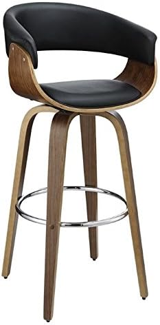 Home Square Set of 2 Bar Stools in Black and Walnut