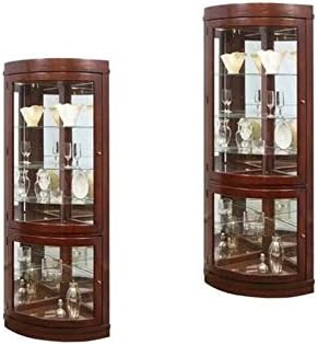 Home Square (Set of 2) Corner Curio Cabinet in Chocolate Cherry