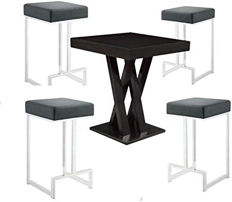 Home Square 5 Piece Pub Set with (Set of 4) Bar Stools and Pub Table