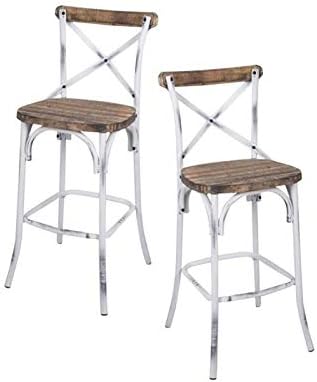 Home Square (Set of 2) 43 Bar Stool in Walnut and Antique Whit