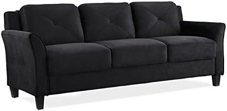 Home Square Set of 3 Black Microfiber Sofa and Accent Chair