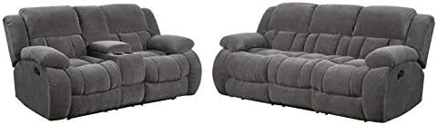 Home Square 2 Piece Recliner Sofa Set with Reclining Loveseat and Reclining Sofa in Gray