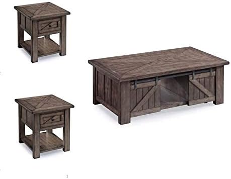 Home Square 3 Piece Coffee and End Table Set in in Weathered Charcoal