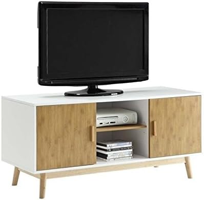 Home Square 4 Piece Living Room Set with Bookcase and Nesting Table with TV Stand in Natural and White