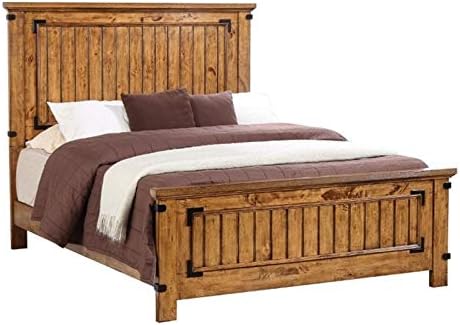 Home Square 3 Piece Cabin Wood Full Bed and Night Stand Set in Natural Brown