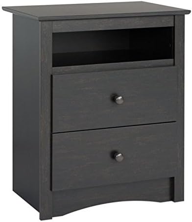 Home Square Sonoma 2 Piece Set with Wooden Chest and Nightstand in Washed Black