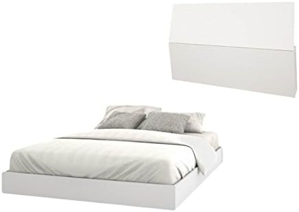 Home Square 2 Piece Modern Bedroom Set with Queen Size Headboard and Platform Bed in White