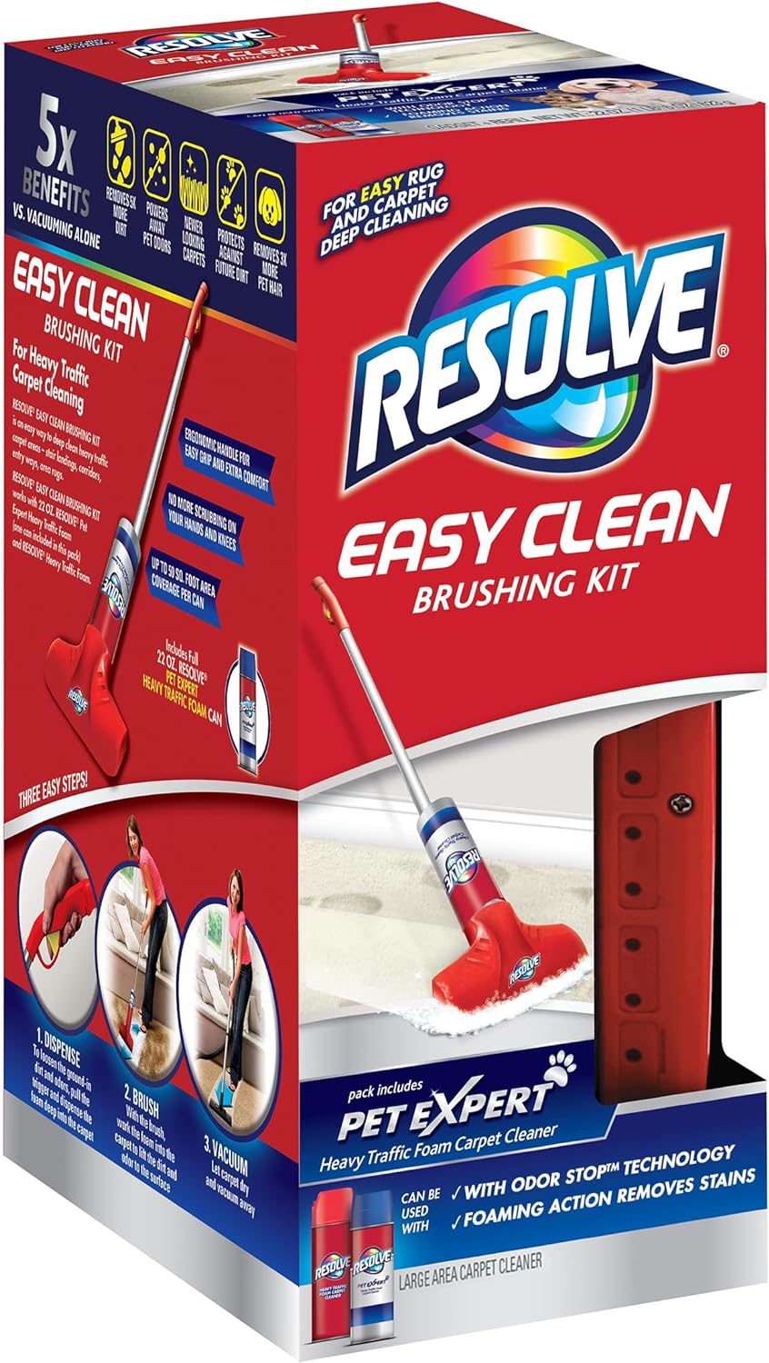 Resolve Pet Expert Easy Clean Carpet Foam Spray Refill, 2 Piece Set, Stain and Odor Remover Solution