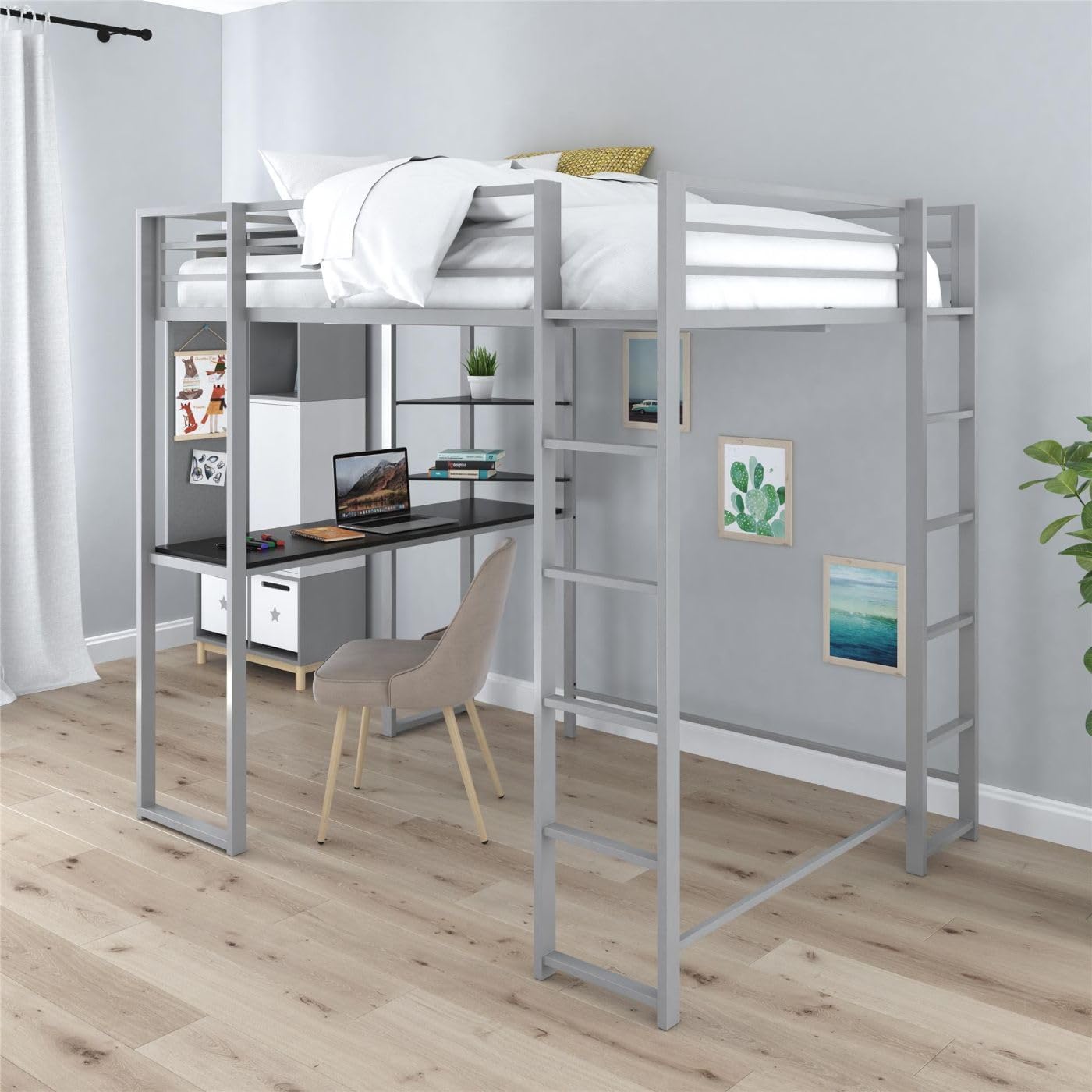 DHP Adobe Loft Bed, Silver, Full