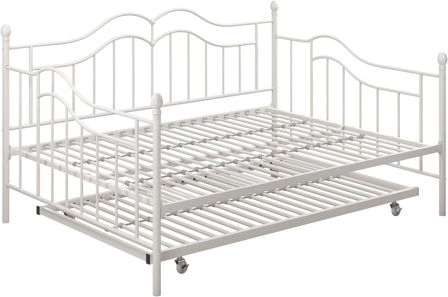 DHP Tokyo Daybed and Trundle with Metal Frame, Full Over Twin Size, White