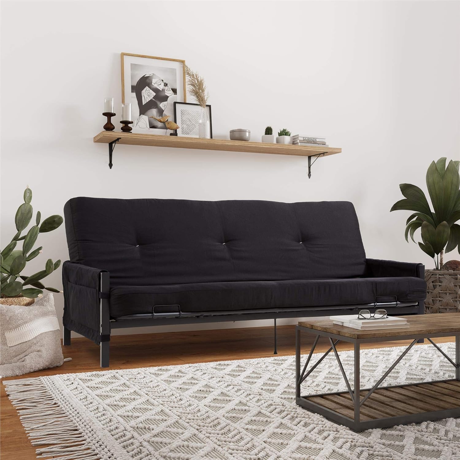 DHP Fairview Storage Futon with 6" Mattress, Black