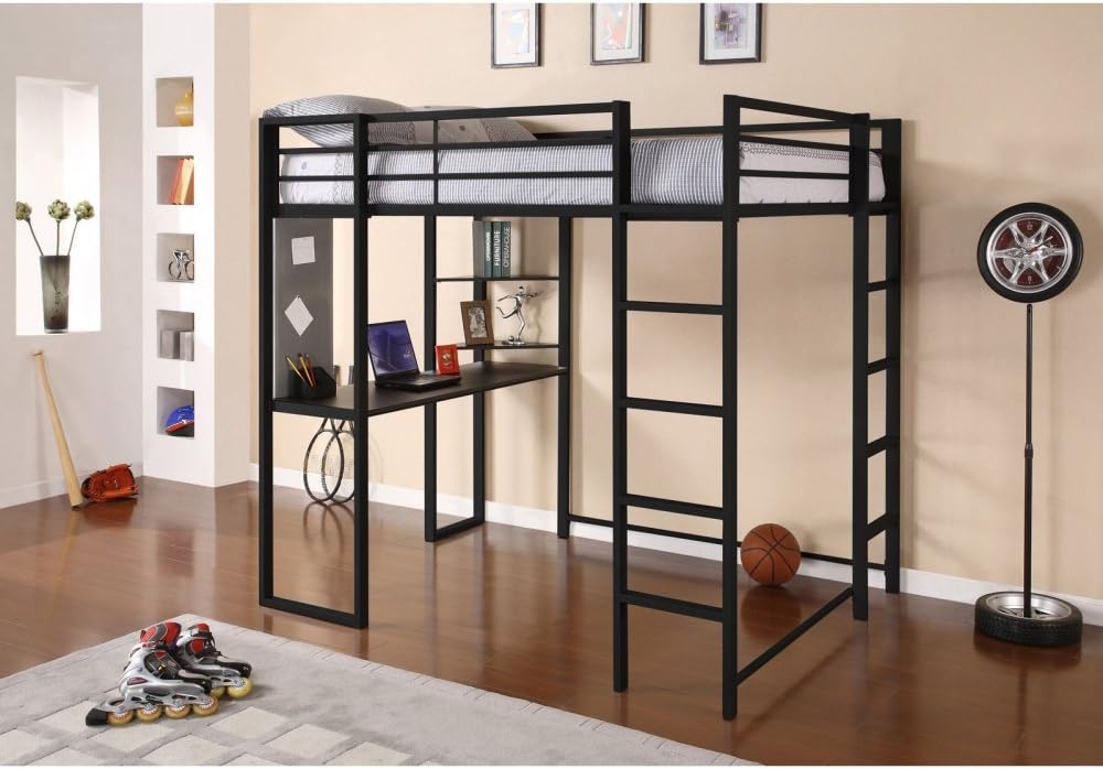 DHP Abode Full Size Metal Loft Bed, Black