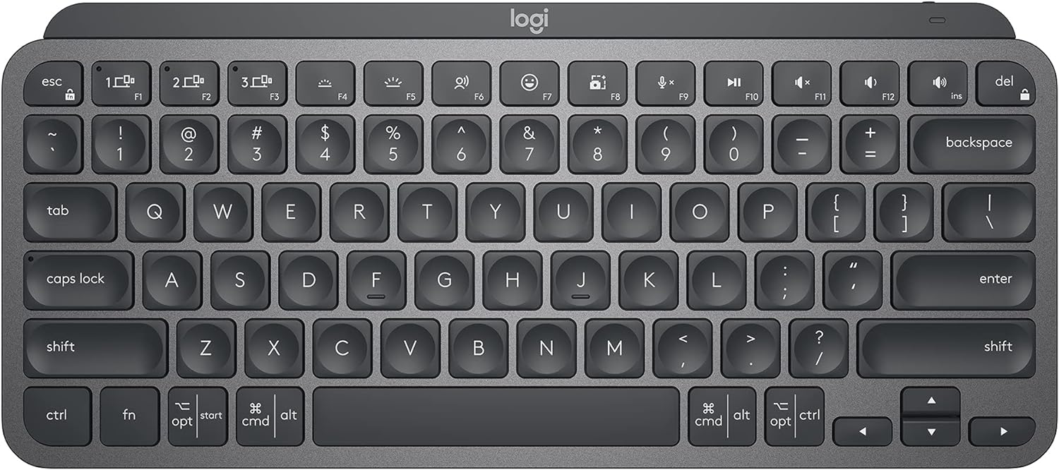 Logitech MX Keys Mini Minimalist Wireless Illuminated Keyboard, Compact, Bluetooth, USB-C, for Apple macOS, iOS, Windows, Linux, Android - Graphite - With Free Adobe Creative Cloud Subscription