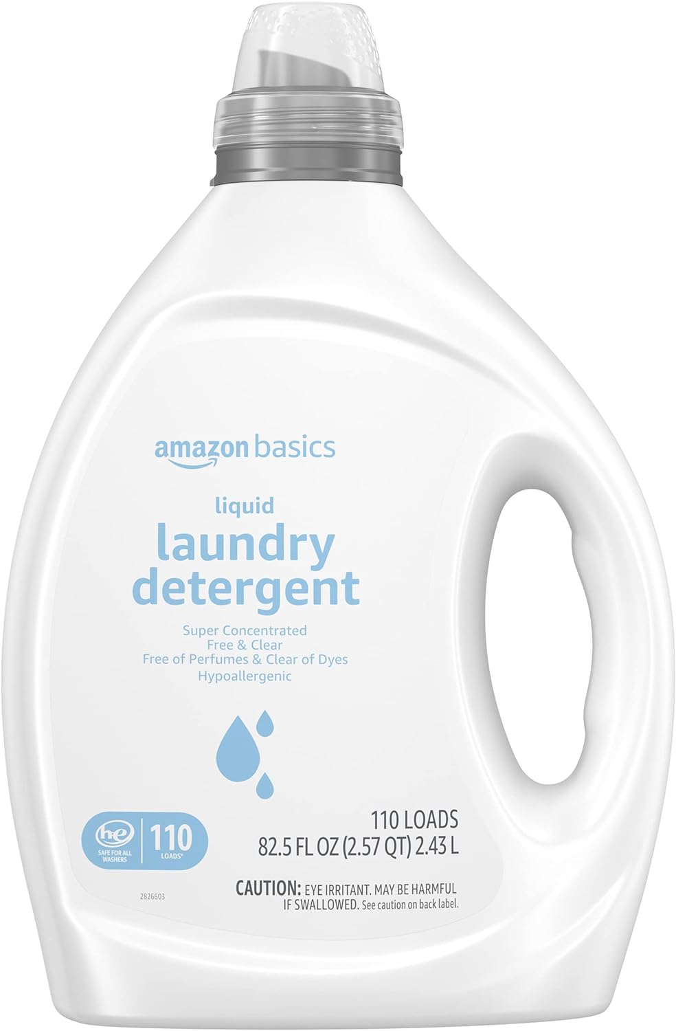 Amazon Basics Concentrated Liquid Laundry Detergent, Free & Clear, 110 Count, 82.5 Fl Oz (Previously Solimo)