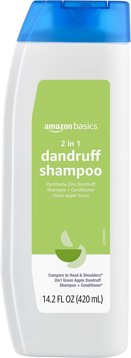 Amazon Basics 2-in-1 Dandruff Shampoo & Conditioner, Green Apple Scent, 14.2 Fluid Ounces, 1-Pack (Previously Solimo)