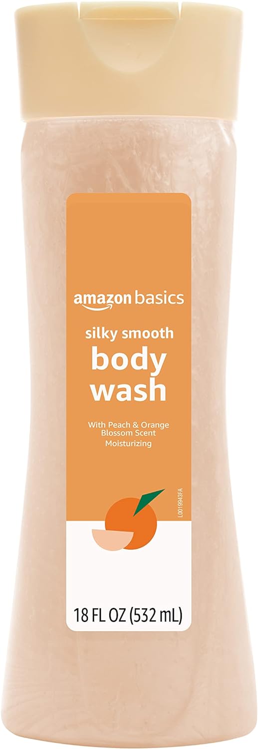 Amazon Basics Silky Smooth Body Wash, Peach & Orange Blossom Scent, 18 Fl Oz