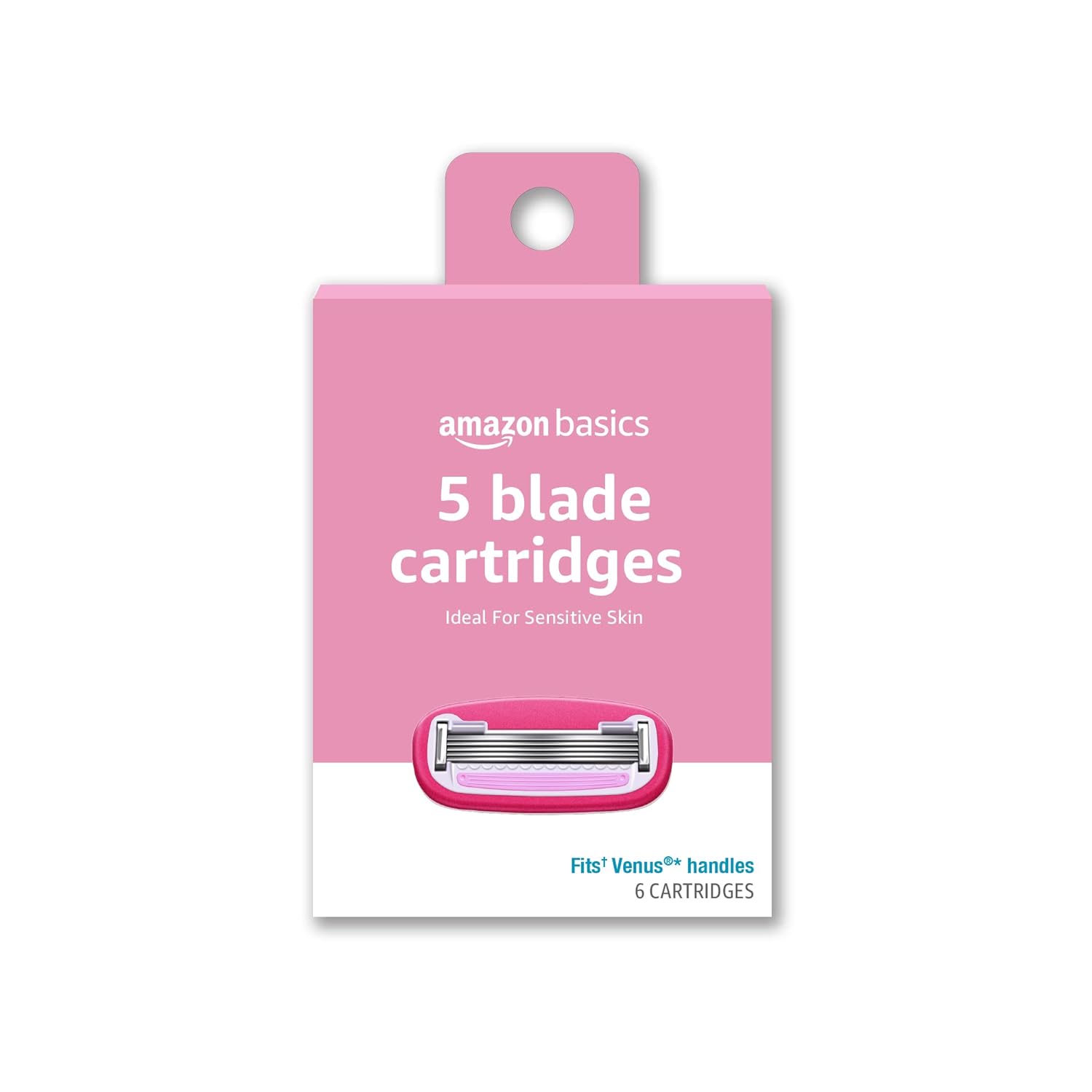 Amazon Basics Women&#39; 5 Blade FITS Razor Refills, Fits Amazon Basics FITS Handles and Venus Handles, 6 Cartridges