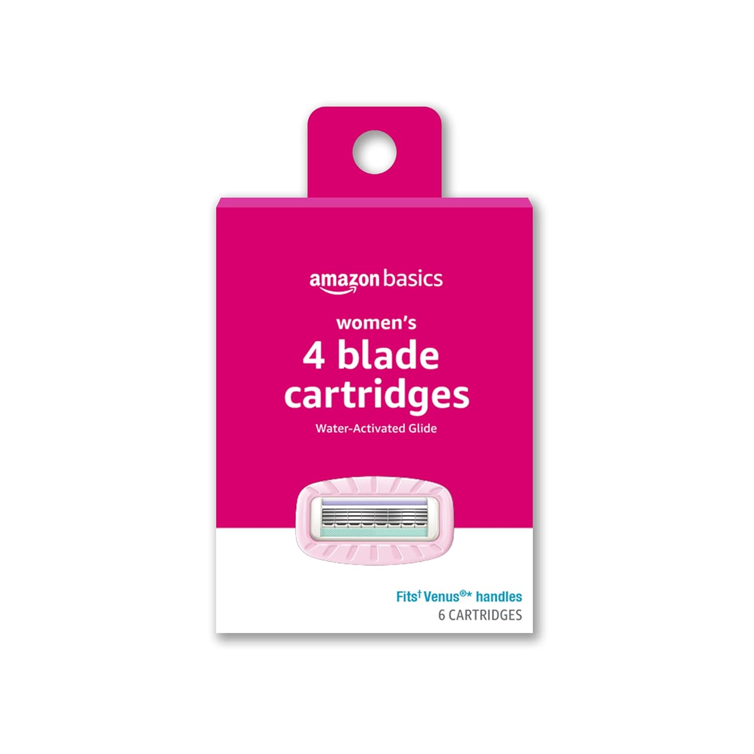 Amazon Basics Women&#39; 4 Blade FITS Razor Refills, Fits Amazon Basics FITS Handles and Venus Handles, Moisturizing Surround, 6 Cartridges