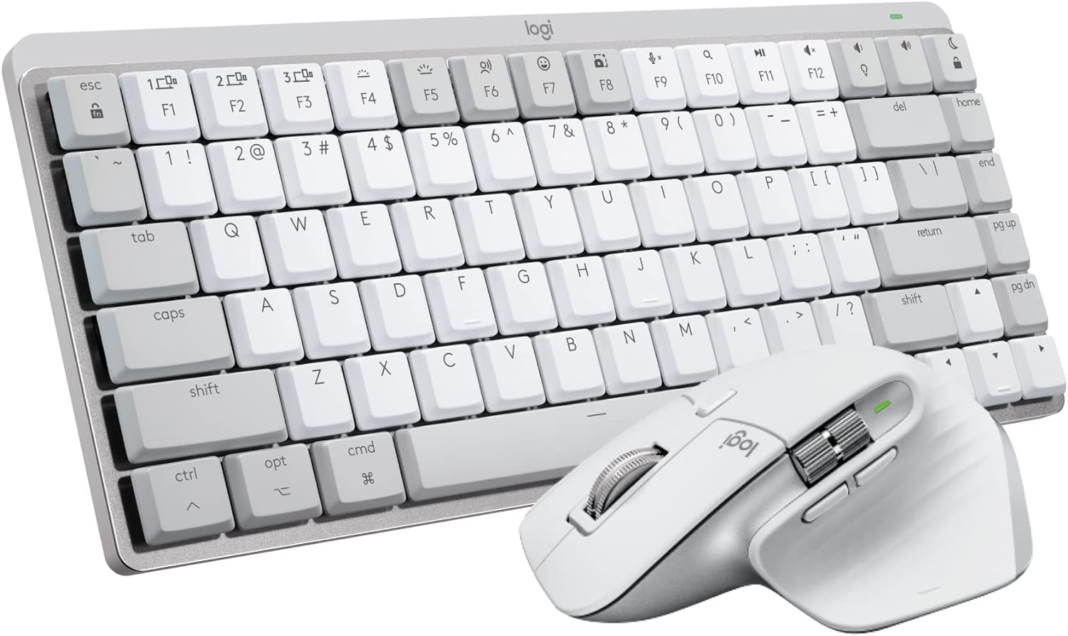 Logitech MX Mechanical Mini Keyboard + MX Master 3S Wireless Mouse for Mac - Low-profile Backlit Keys, Tactile Quieter Switches, 8K DPI Sensor, Quiet Clicks, USB-C, Bluetooth, macOS, iPadOS- Pale Grey