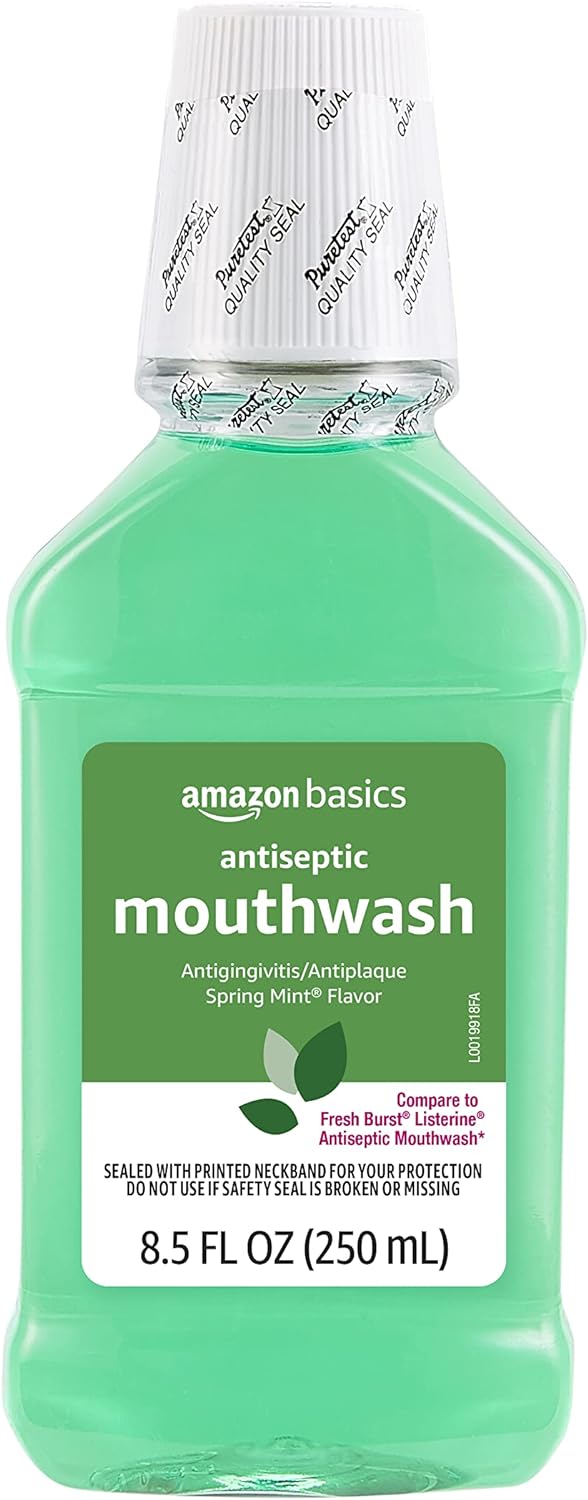 Amazon Basics Antiseptic Mouthwash, Mint, 8.5 Fluid Ounces, 1-Pack (Previously Solimo)